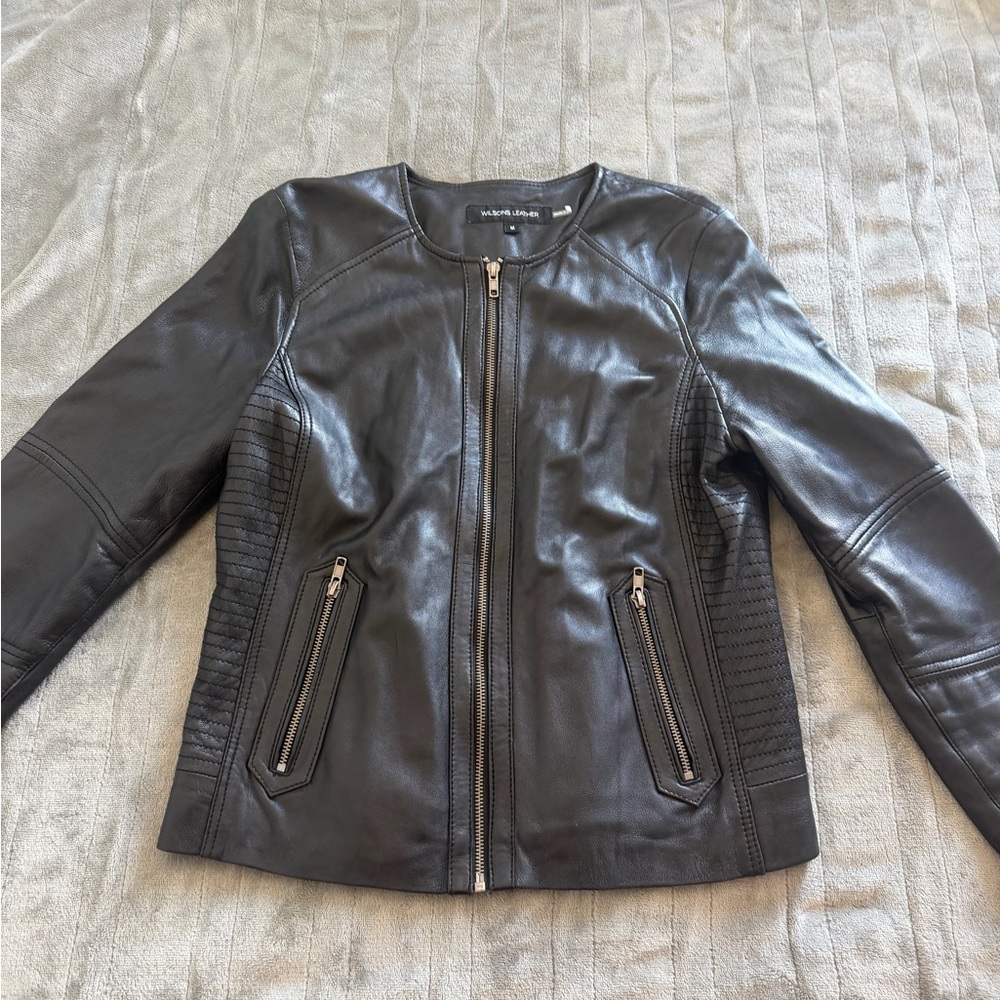 Wilsons Leather Black Zip-Front Leather Jacket